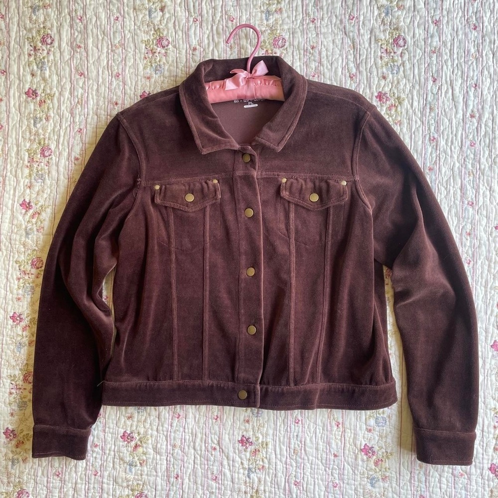 Y2k brown suede collar jacket